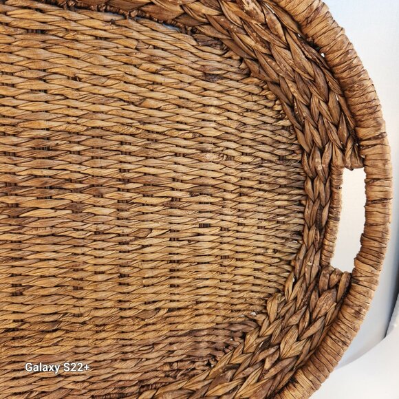 Oval Woven Rattan Serving Tray With Handles For Home Decor Or Entertaining - Picture 6 of 6